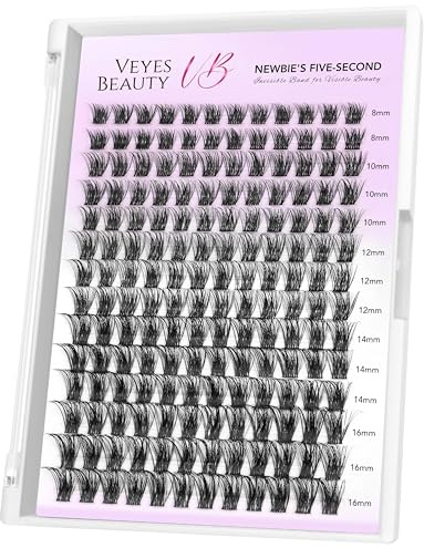 VEYESBEAUTY Ciglia Finte Cluster Extension Ciglia Finte Newbie's Five-Second Ciuffetti Ciglia Finte Naturali per Uso Personale e Domestico Lash Clusters (Bomb, 8-16mm)