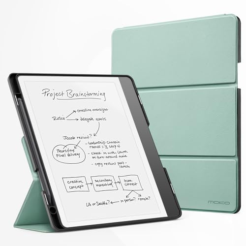 MoKo Stand Case for Kindle Scribe 10.2 2024/2022, Agave Green | Premium Leather, Trifold Stand Cover, Pen Holder, Auto Sleep/Wake