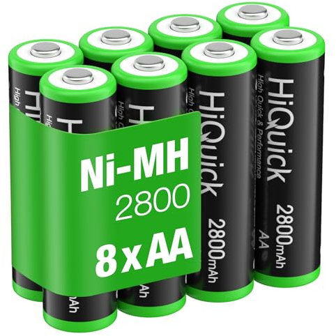 HiQuick Ni-MH AA 8pcs 2800mAh Rechargeable Batteries High Capacity 1.2 Volt(1.2 V) Rechargeable Battery AA Low Self-Discharge