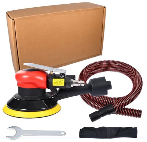 Levigatrice orbitale industriale 125 mm aria compressa con raccolta polvere, smerigliatrice ad aria compressa ad alte prestazioni con chiusura, 12000 giri/min, lucidatrice multifunzione