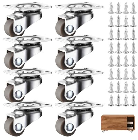 8 Pcs Ruedas para Muebles Pesados, Ruedas Giratorias con Tornillos, Ruedas para Trabajo Pesado, Pivotantes de Placa, Rueda Pivotantes, Ruedas de Goma, Ruedas de Placa para Carritos, Bancos de Trabajo