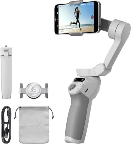 Estabilizador OSMO Mobile SE para Smartphone, Estabilizador de 3 ejes, Mango Telescópico, Portátil y Plegable para Android/iPhone con ShotGuides, ActiveTrack 6.0, Estabilizador de Vlogging