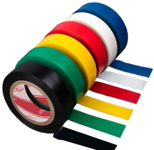 6 Rolls Electrical Tape, Mixed Colour Tape, Electrical Insulation Tape, Strong Self-Adhesive Tape, for Wire Projects, Insulating, Repair (10 m x 16 mm)
