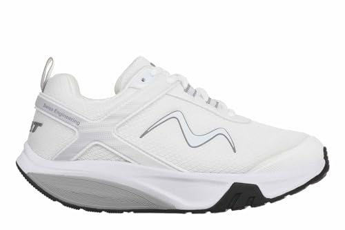 MBT Sport 4 III Chaussures de Sport pour Homme, Style Moderne. Chaussures physiologiques de Confort et de stabilité avec Semelle à Bascule. Couleur : Blanc.