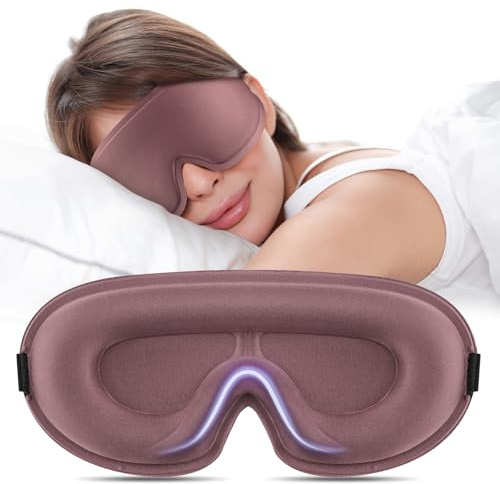 Blackout Sleep Mask for Women Men Zero Eye Pressure Eye Mask, Lycra Fabric 3D Ergonomic Design Eye Movement and Eyelash Friendly, Ultra Comfortable Blindfold for Sleeping Pink