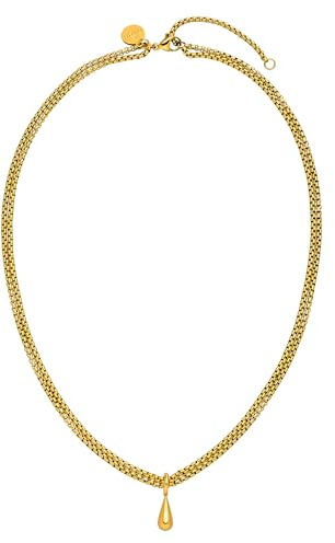 Purelei® Droplet-kedja – dubbel kedja med droppformat hänge – justerbar 40–45 cm – 18K guldpläterad, rostfritt stål – elegant lagerlook – avtagbart hänge, Länge: 40-45 cm, Rostfritt stål, Abalone
