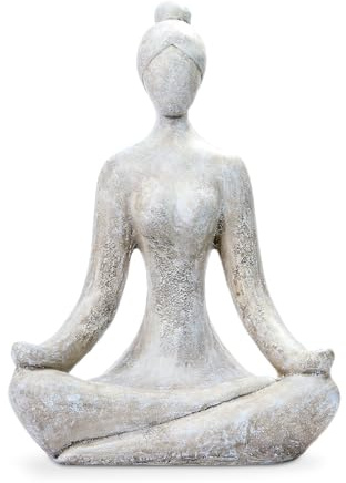 INtrenDU Yoga-Lady Gartenfigur 46cm – Wetterfeste Yoga Figur Frau Polyresin – Dekofigur Garten Terrasse Balkon Innen Außen