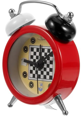 GRIRIW Mini Reloj Despertador De Mesa con Temporizador De Ajedrez Pequeño Reloj Decorativo para Hogar y Oficina Diseño con Elementos De Ajedrez Sin Batería para Estudio y Aulas