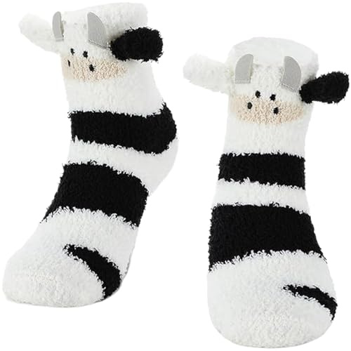 Znnhnn Calcetines de Peluche para Mujer, Calcetines Mullidos de Invierno, Mullidos de Animales de Piso, Calentitos Mujer, Navidad, Regalos Para, Talla única