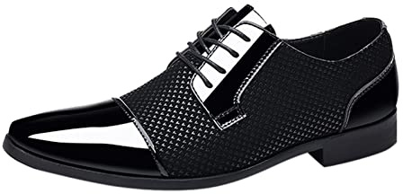 Scarpe in pelle da uomo business, scarpe da lavoro da uomo in pelle, scarpe da sposa con lacci, scarpe da lavoro non slip, scarpe da lavoro leggere e comode per casual e formale, Nero , 42 EU