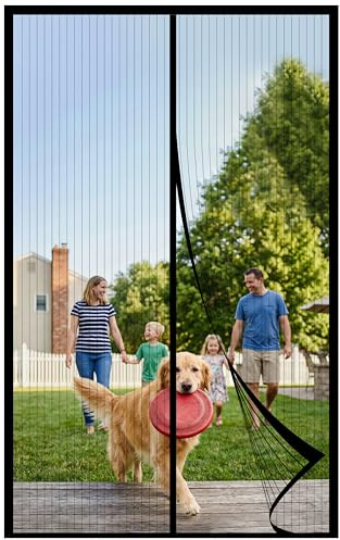 METAONLY Magnetic Screen Door Mesh Fits 36 x 80 Door - Curtain Size 38 x 82, Works for Patio, Sliding Door, Keeps Bug Mosquito Out, Fresh Air Flow, Black