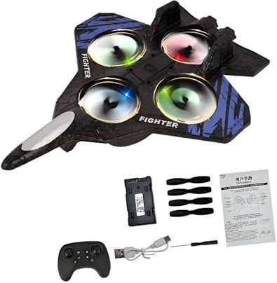JISADER Avión teledirigido con Control Remoto, avión acrobático Ligero, de, Planeador de para niños, Adultos y Adolescentes, Regalos de, Azul 1 Batería