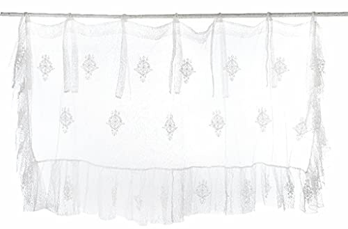 Blanc Mariclo - Cantonnière Blanche à nouettes 150 x 45 cm