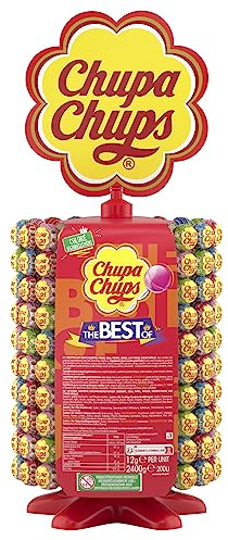 Chupa Chups - Roue de 200 Sucettes - Sucettes à la Pulpe de Fruit + Sucettes Cola et Milky - Présentoir Original Collector des Boulangeries - Roue Chupa Chups 200.0 unité (Pack of 1)