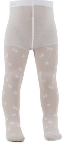 AQUILONE Collants Bella, collants pour nouveau-né, noués avec broderie coeurs, Made in Italy, Blanc, 18-24 Mois