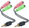 MillSO Kopfhörer Adapter 2 Pack 3.5mm Audio Klinke Y Kabel (3.5mm Klinkenstecker auf 2X 3,5mm Buchse Nicht kompatibel mit 2 Kopfhörer) geeignet für PC Gaming Headset, Smartphones und Laptop - 20CM