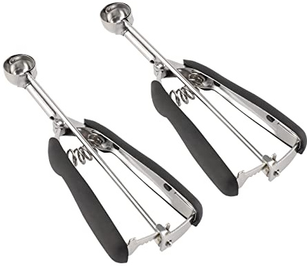 Set di piccole palette per biscotti - 2 pezzi, inclusi 1 cucchiaino / 2 cucchiaini per pasta frolla, palette per biscotti per la cottura, realizzate in acciaio inox 18/8, con impugnature morbide e