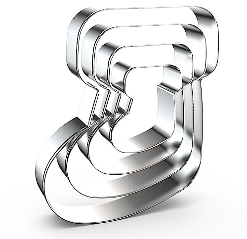 Christmas Stocking Sock Cookie Cutter Set for Winter Holiday Baking, 5/4/3/2 inch, 4 Piece, Stainless Steel