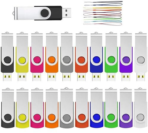 ABLAZE USB Stick 16GB 20 Stück, High Speed USB 2.0 Speicherstick Swivel Datenspeicher Metall Memory Sticks Flash Drive