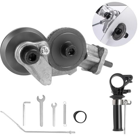 Electric Drill Plate Cutter, Sheet Metal Cutter Accessories with Adapter Handle, Fast Metal Plate Cutter Universal for Power Nibbler Drill Attachment for Cutting Iron, White Sheet, Copper, Aluminum