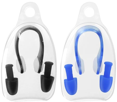 Simsky 2 Piezas Pinza de Nariz de Natación con Caja, Silicona Impermeable Clip, Alfombrillas Nariz Piscina Natación, Natación Protector para Niños Adultos Entrenamiento Competiciones Principiantes