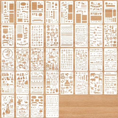 36 stycken dagbok mallar dagbok stencils set, återanvändbar målning mall måla tillbehör, gör-det-själv stencil för målning ritmallar målarstenciler återanvändbara mallar