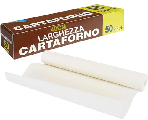 GM 1 ROTOLO Carta Forno 40cm x 50mt con Seghetto. Avvolgi, Cucina e Conserva con Cura gli Alimenti. Carta Forno di Qualità
