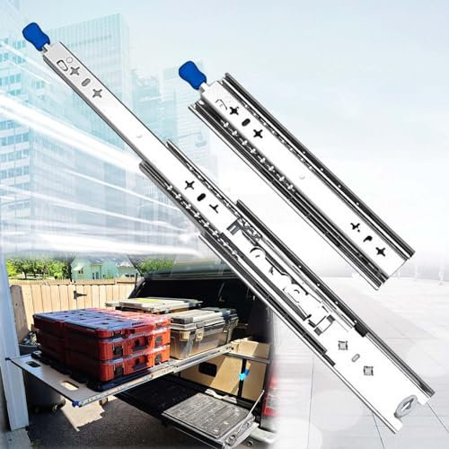 Schubladenschienen Vollauszug 250-1500mm Kugelauszug Mit Schloss Küchenschrank Schubladenführungen Schienen Schubladen Schienensystem 120kg Tragkraft 1 Paar(2er Set) ( Color : With Lock , Size : 250mm