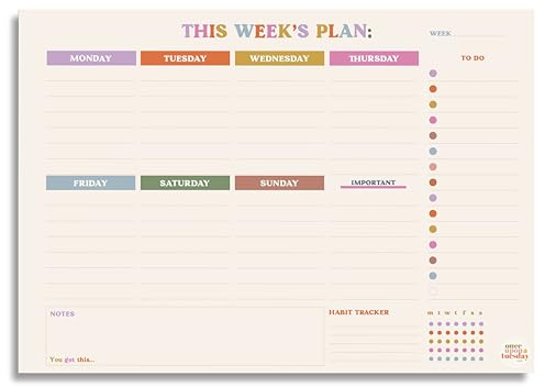 Good Tuesday You Got This A4 Weekly Planner Pad | 52 Tear-Off Pages | 100% Recycled Uncoated Matte Paper | For Students & Offices | Sustainably Made in the UK