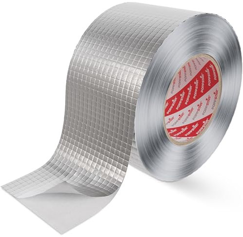 POPPSTAR Aluminium-Klebeband netzverstärkt für Rohrisolierung & Dämmung (50m x 72 mm) Hitzeschutz & Dampfsperre Aluklebeband hitzebeständig 72mm selbstklebend