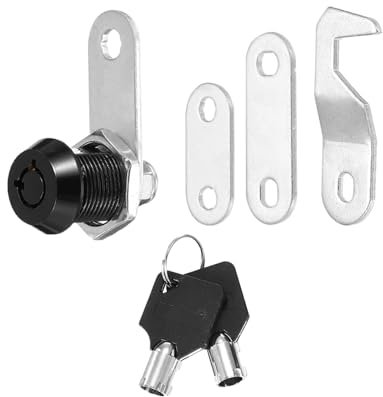 PATIKIL 5/8 Inch Black Cabinet Locks with Black Keys, 1 Pack Zinc Alloy Cam Lock Cylinder RV Lock Set Keyed Alike for Cabinet RV Drawer Storage Door Tool Box