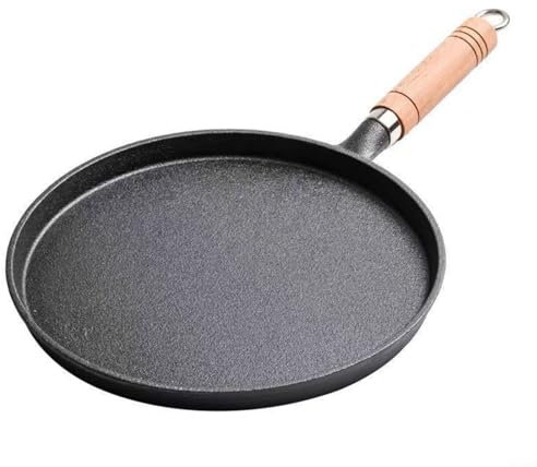 CWOQOCW Poêle à crêpes en fonte avec poignée en bois antiadhésive avec répartition de la chaleur 20 cm 23 cm 26 cm (23)
