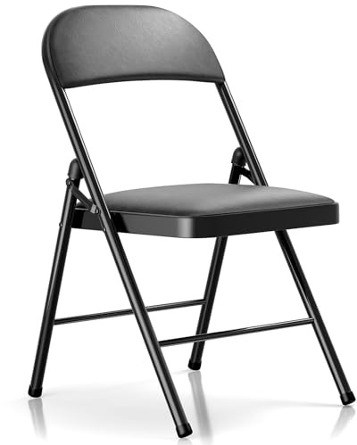 Beisty Chaises pliantes avec coussin rembourré et dossier, chaises en métal noir avec coussin confortable et cadre en acier durable pour la maison et le bureau, pour les événements intérieurs et