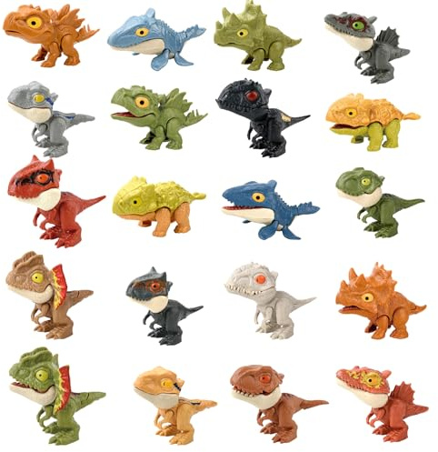 Grtheenumb dinosaurieleksak, mini-dinosauriefigurer för barn från 3 år, 20 stycken fingerdockor, leksaker med rörliga leder, pedagogisk rolig docka för inredning