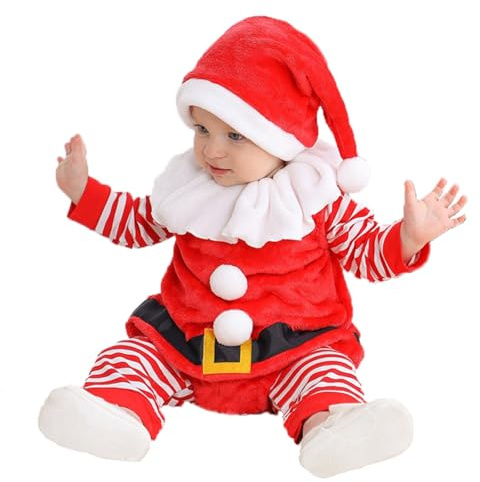 Conjunto de Ropa Infantil para niños Body de Papá Noel con Gorro para Bebé Traje Festivo Infantil Disfraz Navideño Recién Nacidos Conjunto Bautizo Primera Celebración Familiar Divertido