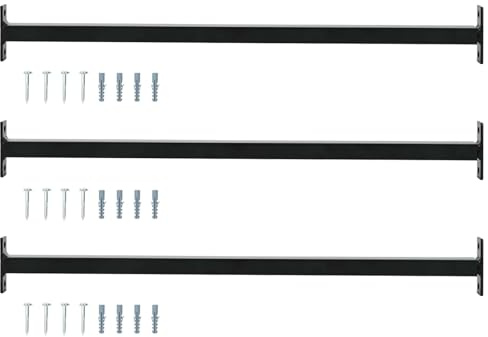 vidaXL Barra de seguridad ajustable para ventanas 3 pcs Negro Acero, Barra de seguridad rectangular, ajustable en largo, fuerte protector de ventana, ideal para casa, uso interior y exterior