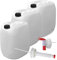 plasteo® 3er Stück Set: 30L Getränke- Wasserkanister Natur mit Hahn, Schraubdeckel und flexiblem Ausgießer (DIN 61) | Lebensmittelecht | Tragbar | Indoor und Outdoor | BPA Frei