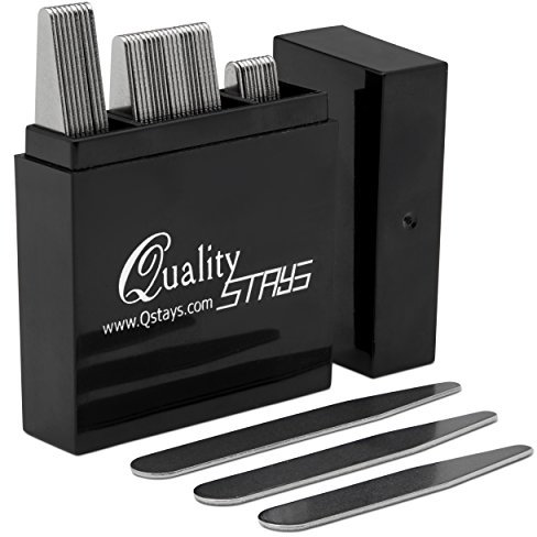 Quality Stays 40 Stück Edelstahl-Kragenstäbchen - 3 Größen in 1 Sortierkasten