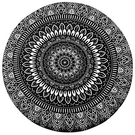 LB Runder Teppich aus Mandala,Spielmatte für Kinder rutschfest Waschbare weiche Teppichbodenmatte für Kindergarten Wohnzimmer Schlafzimmer Küche,80x80cm