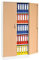 Aktenschrank Stahlschrank Büroschrank mit Dekor-Flügeltüren in Holzoptik, 195x92x42, Weiß/Buche