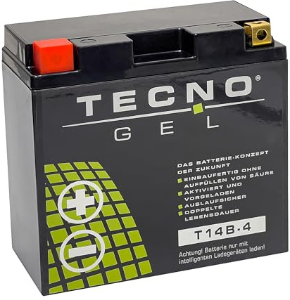 TECNO-GEL QUALITÄTS MOTORRAD BATTERIE für YT14B-4 / YT14B-BS f. YAMAHA FJR 1300 A RP08/RP11, RP13, RP23, RP23AE/RP23AS