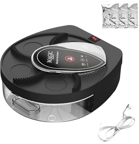 MAGIC SELECT Acchiappamosche Elettrico. Trappola per Mosche Girevole a 360°con Presa USB e Supporto da Parete per casa, Cucina, Ristorante, Hotel, Bar. (Nero)