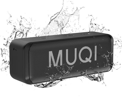 MUQI Bluetooth Speaker, MQ-13 Waterproof Portable Wireless Speaker with 24H Playtime 10W Stereo Sound 66ft Bluetooth Range Dual Pairing for Outdoor, Travel, Home(Black)