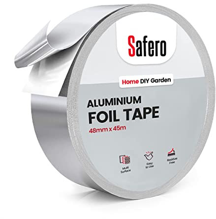 Aluminium Foil Tape, 48mm x 45 Meter Strong Adhesive Heat Resistance Waterproof Foil Aluminum Insulation Tape for Shielding Panels, Pipes, Ducts and other DIY Repair Protection and Support