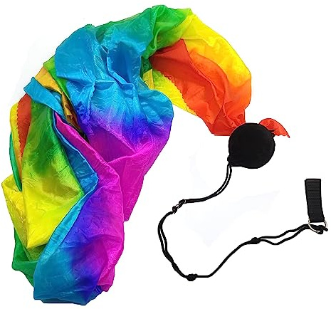 Hayaww klossar för magdans, silkesslöja med Poi-kula svängande sidenslöja Poi Streamer kastboll för prestanda (färgglad)