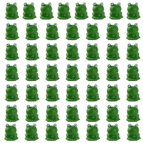 MAXQUU Lot de 50 figurines de grenouille verte, petites grenouilles en résine, mini grenouilles en résine, décorations de jardin de grenouille