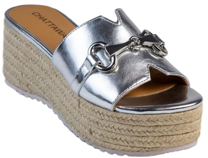CHATTAWAK 18hchloeargent 39, Sandalia con talón Mujer, Plata, EU