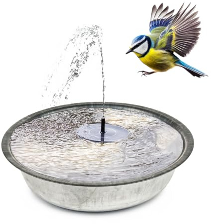 Set di fontane solari per esterni, 40 cm, ciotola in zinco, fontana galleggiante a energia solare e ciotola decorativa come fontana da giardino per esterni, gioco d'acqua come balcone, abbeveratoio
