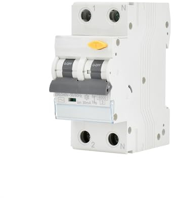 RCBO 2P B 6A 30 mA typ AC, överbelastnings- och kortslutningsskydd, perfekt för säkra elinstallationer.