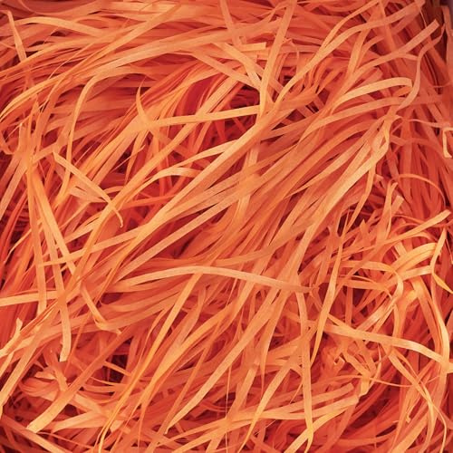 100g Orange Shredded Tissue Paper for Gift Boxes, Hampers and Gift Bags | Ideal Hamper Filling Gift Packaging Filler Suitable Birthday Wedding Christmas Halloween Themed Presentations Anniversary